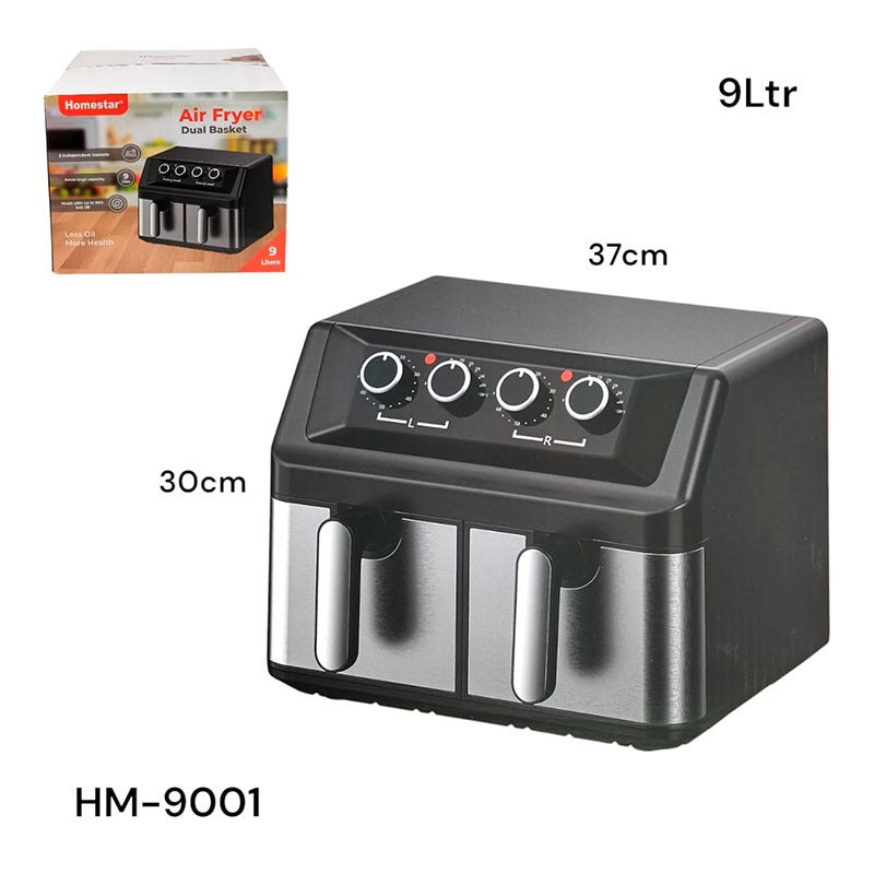 Freidora de Aire Eléctrica Doble Bandeja 9.0L Homestar HM-9001