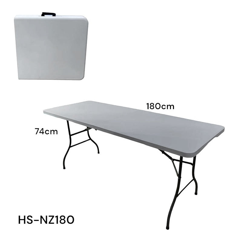 Mesa Plegable Plástico de 6 Pies 180x75x74cm HS-NZ180
