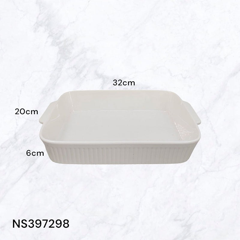 Bandeja Rectangular de Porcelana Blanca 32.5x20x6cm NS397298 Cerámica. Selecto