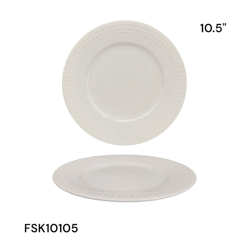Plato Redondo de Porcelana Blanca 10.5" FSK10105 Cerámica. Selecto