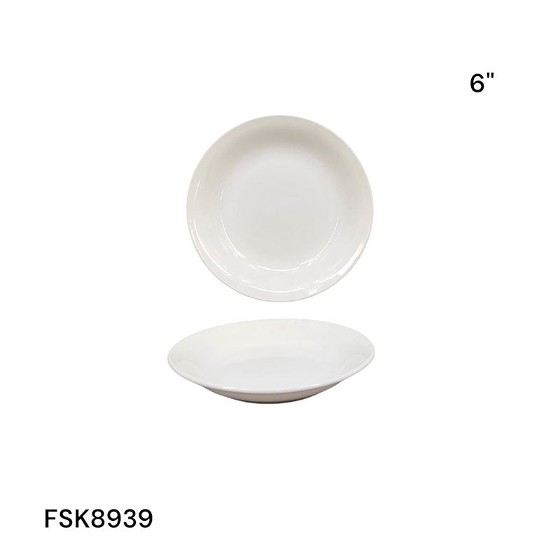 Plato de Porcelana Redondo Blanco 6" FSK8939 Cerámica.