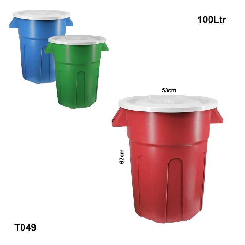 Tanque de Basura con Tapa Plástico 100L T049 Basurero.