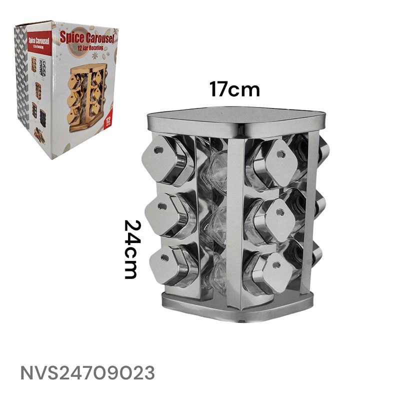 Set 12 Condimenteros de Vidrio con Base Giratorio NVS24709023 Selecto
