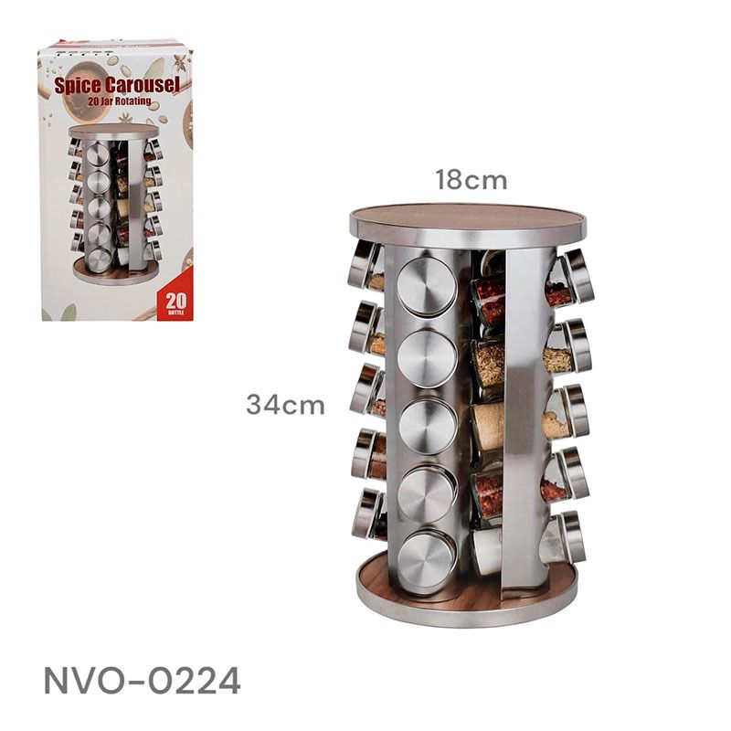 Set 20 Condimenteros de Vidrio con Base Giratorio NVO-0224