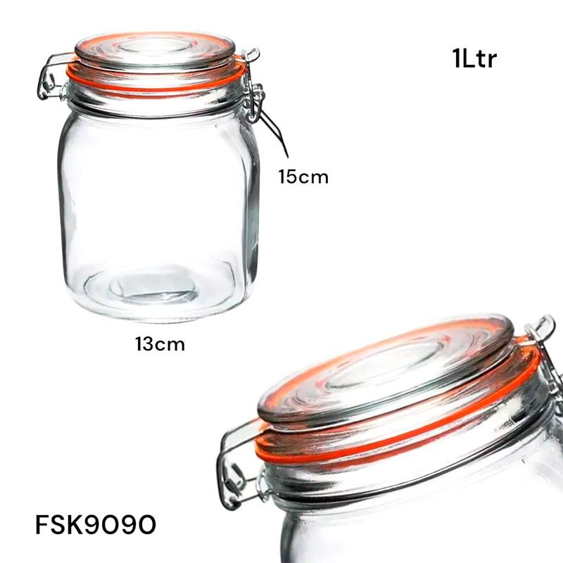 Envase con Tapa de Vidrio Hermético 1L FSK9090 Selecto