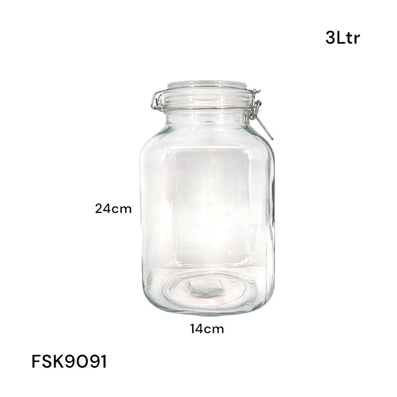 Envase con Tapa de Vidrio Hermético 3L FSK9091 Selecto