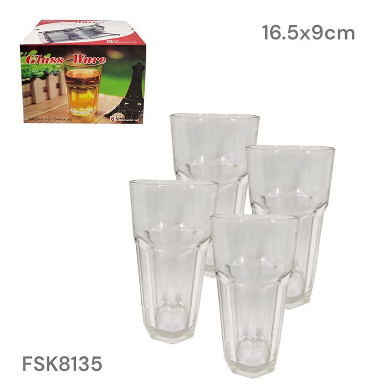 Set 6 Vasos de Vidrio 16.5x9cm FSK8135