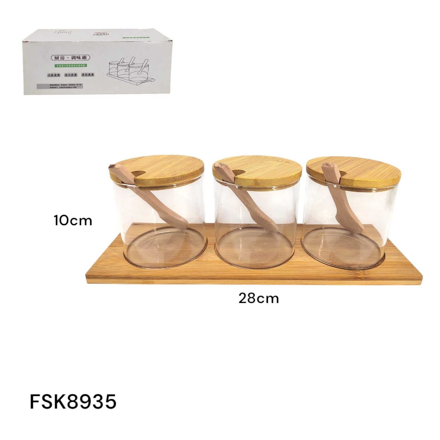 Set 3 Envases de Vidrio para Condimentos FSK8935 Condimenteros.