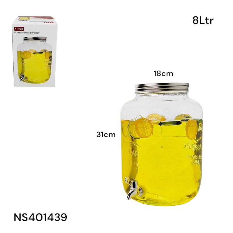 Envase de Vidrio con Dispensador 8L NS401439 Selecto