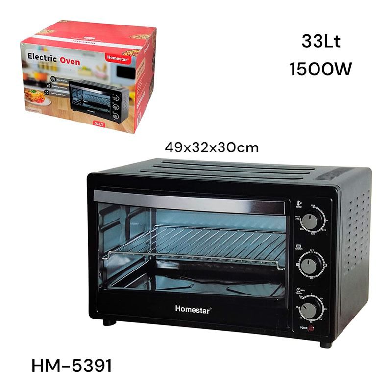 Horno Tostadora Eléctrica 33L 1500W Homestar HM-5391 Homestar