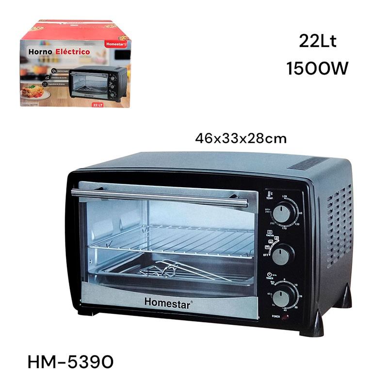 Horno Tostador Eléctrico 22L 1500W Homestar HM-5390