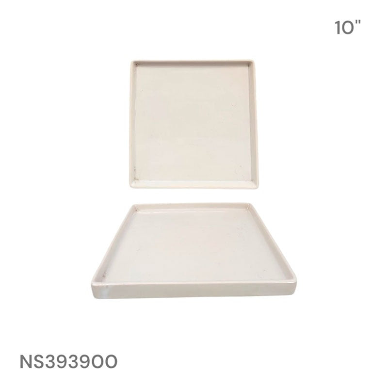 Plato Cuadrado de Porcelana Blanca 10" NS393900 Cerámica. Selecto