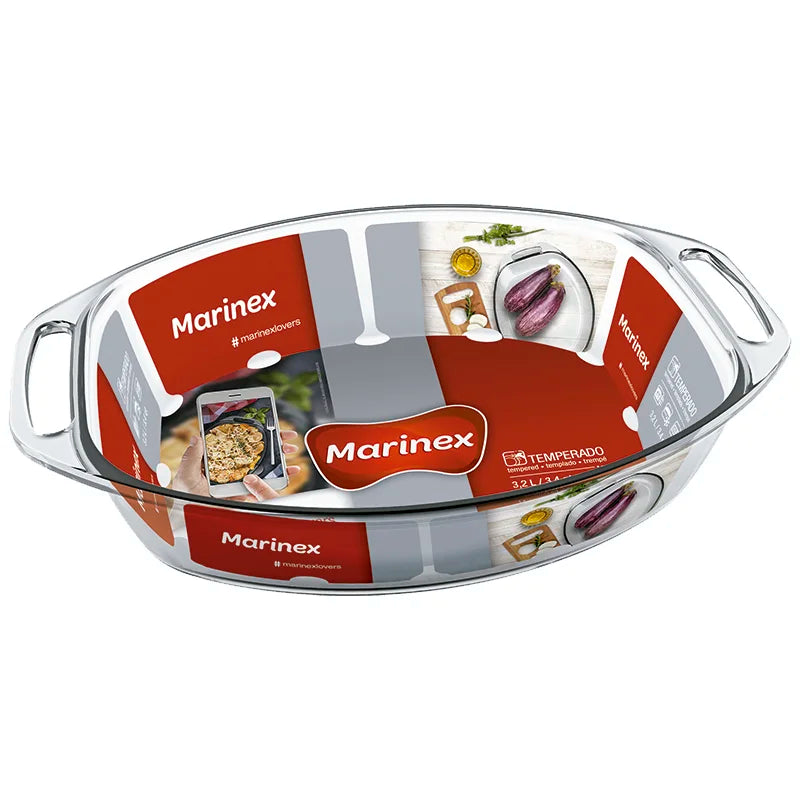 Bandeja de Vidrio Ovalado 3.2L 24.2x35.8cm Marinex 66630200978421 Marinex