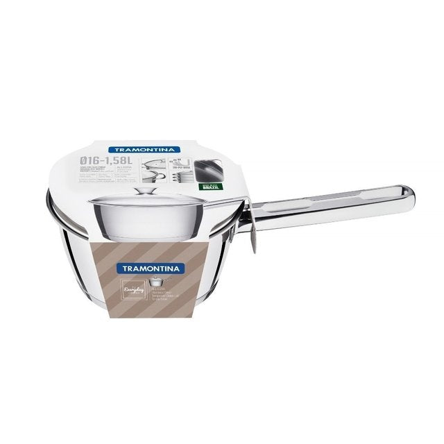 Panela de Acero Inoxidable 1.50 Litros con Tapa de Vidrio TRAMONTINA 62651/168 TRAMONTINA