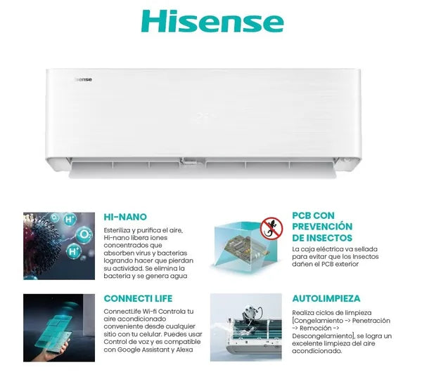 Aire Acondicionado Split 36,000 BTU Inverter SEER 20 con Wi-Fi Hisense ATR362GU HISENSE