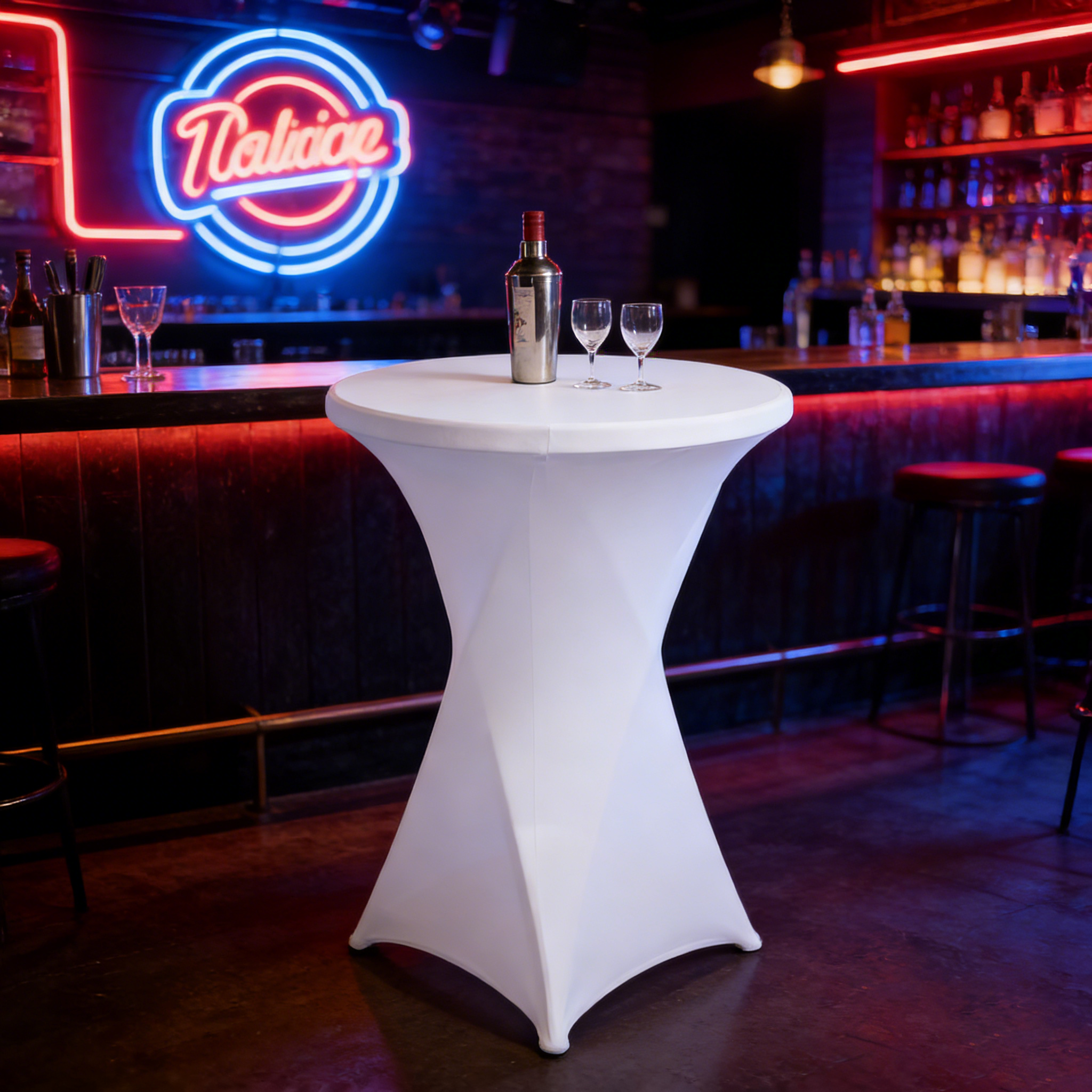 Mantel Elástico para Mesa Alta Coctelera 110x80cm | Forro Ajustable Blanco para Eventos, Bodas y Fiestas AJ-17711