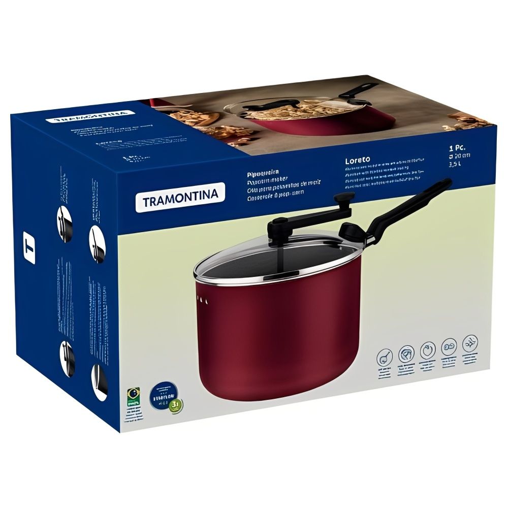 Olla para Palomitas Tramontina Loreto 20387/020 – 3.5 Litros, 20 cm, Antiadherente Starflon Max, Grafito