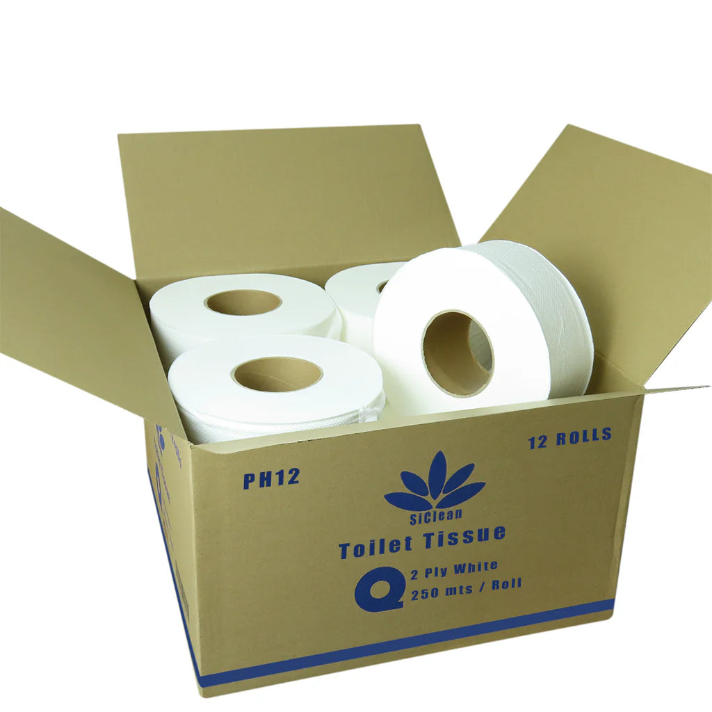 Caja de 12 Rollos de Papel Higiénico 250mt 2 Pliegos PH12 SiClean SICLEAN