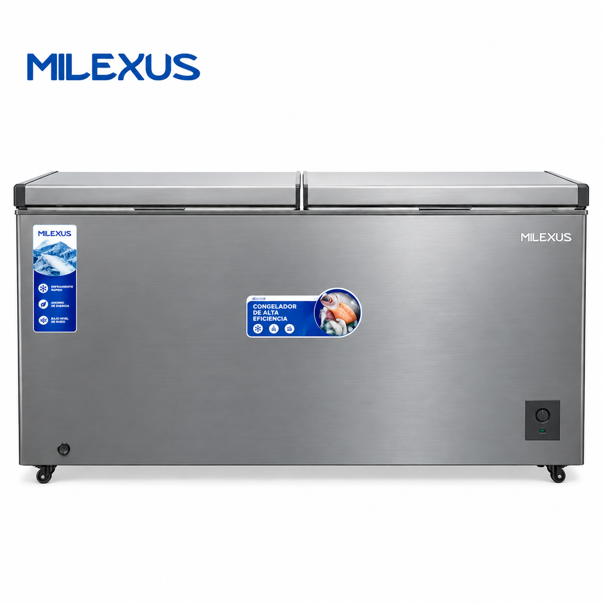 Congelador Horizontal Gris Milexus 20 Pies Cúbicos (559 Litros) de Doble Puerta 110V – ML-CF-559