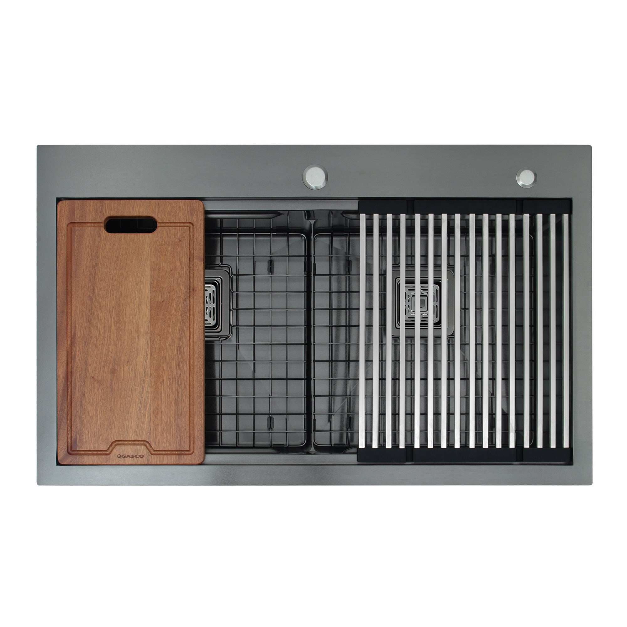 Fregador de 2 Tinas de Acero Inoxidable Negro Mate River-G Gasco GASCO