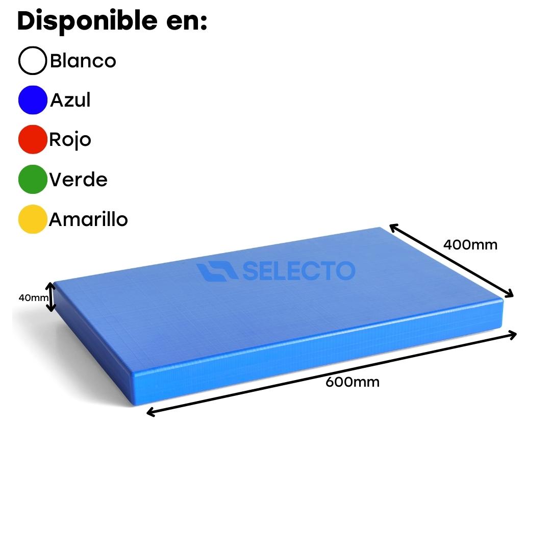 Tabla de Picar de Polietileno de 600x400x40mm Blanco, Amarillo, Azul, Verde & Rojo