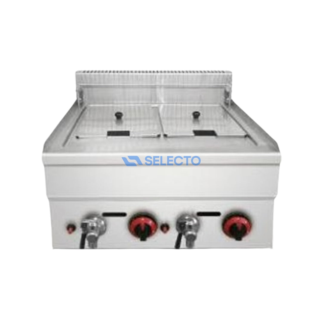 Freidora a Gas de Acero Inoxidable Doble Canasta 16L+16L HGF-162L Selecto