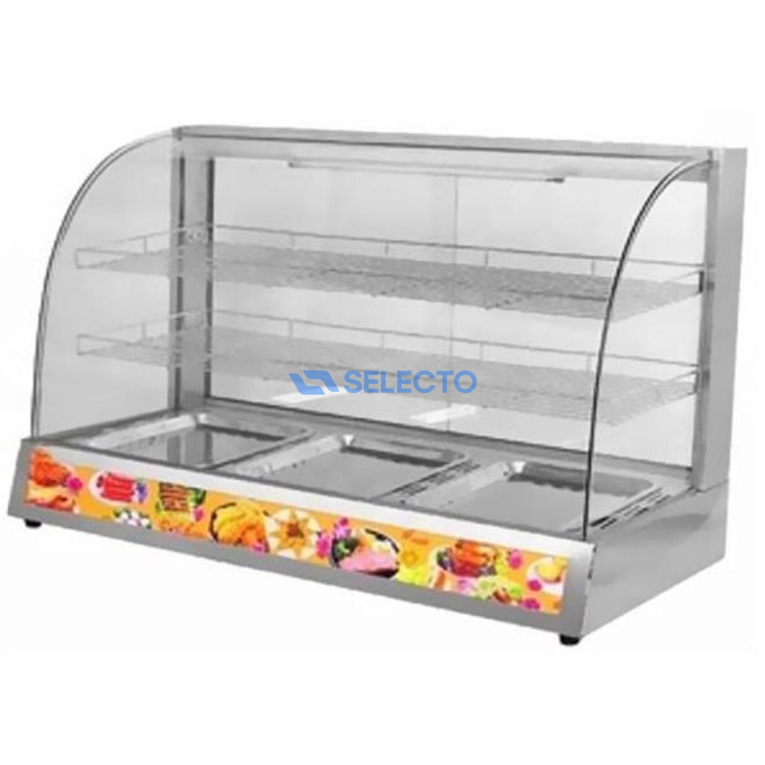Vitrina Calentador Plateado de 3 Bandejas 950*480*630mm HW-3PS Selecto