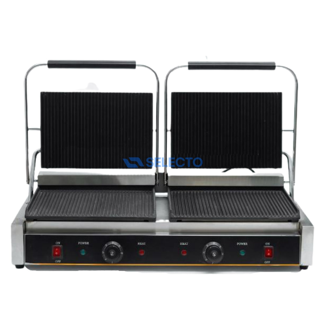 Plancha Panini Eléctrica Doble Individual de Parrilla 110V/60HZ 845*410*210mm HEG-813E