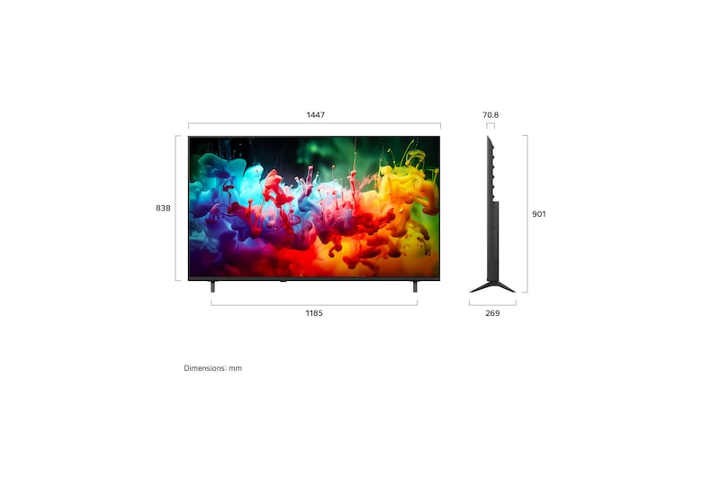 Televisor Smart TV 65" Mini LED 4K QNED70 LG 65QNED70BSA Televisión