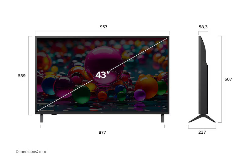 Televisor Smart TV 43" UHD 4K Ai ThinQ Sistema Webos LG 43UA8000PSB Televisión. LG