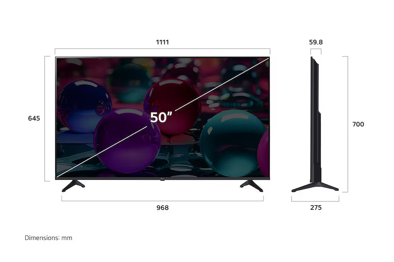 Televisor Smart TV 50" UHD 4K AI LG 50UA7300PSB Televisión. LG