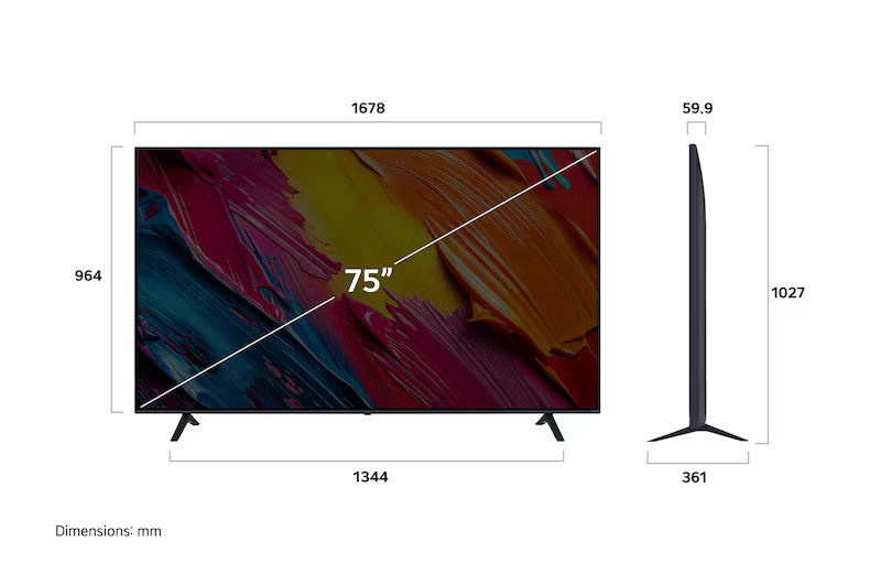 Televisor Smart TV 75" Procesador A7 AI 4K GEN8 Smart QNED LG 75QNED73ASC Televisión.