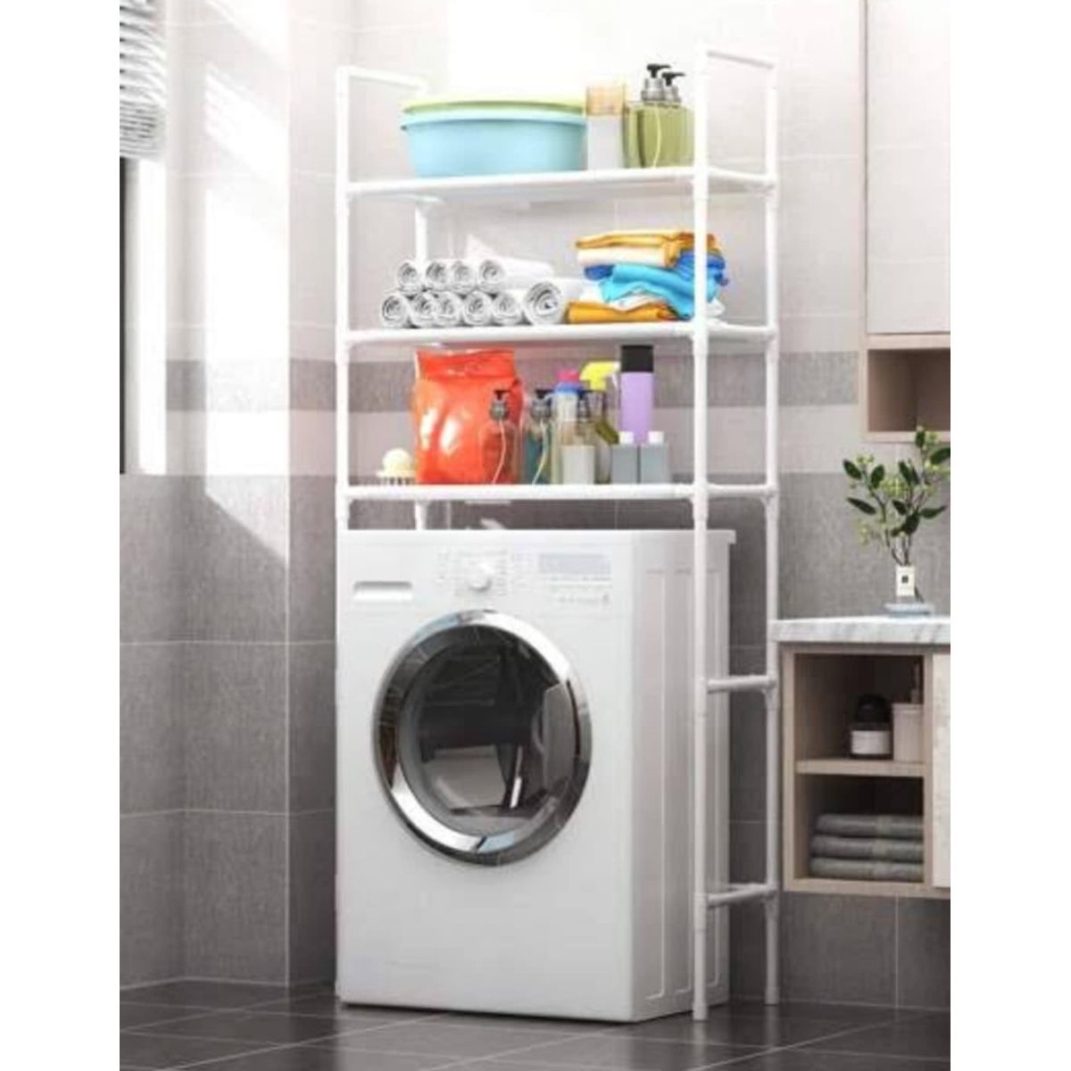 (LLEGANDO 27 DE MARZO) Estante Organizador para Lavandería Metal Blanco 155x72cm NS432703