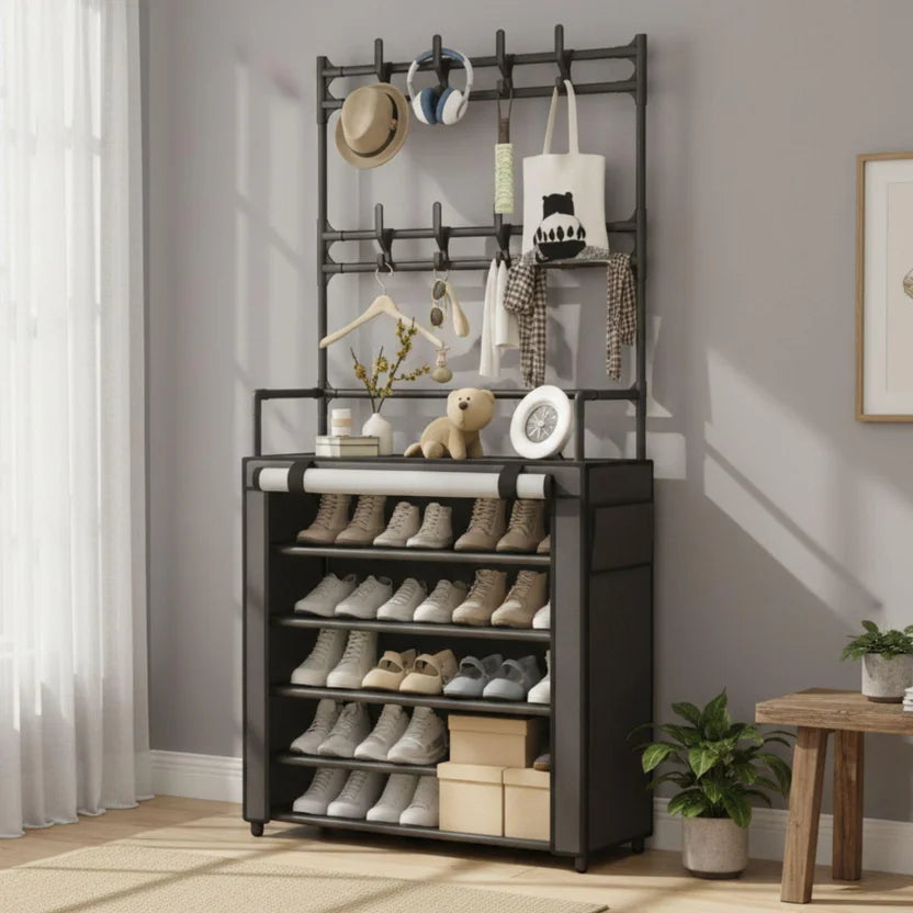 Zapatero Organizador Diseño Moderno Negro 154x80x30cm FSK10953 Selecto