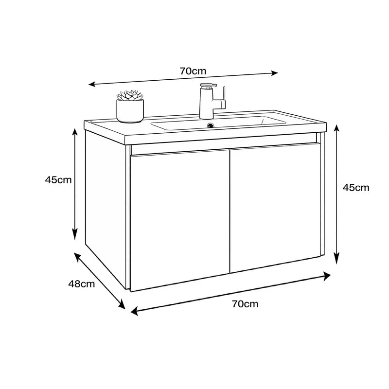 Mueble Para Baño Gabinete Inferior Con Lavamanos 70×48×45 Cm Mueble Moderno Color Gris GBS-GAB02