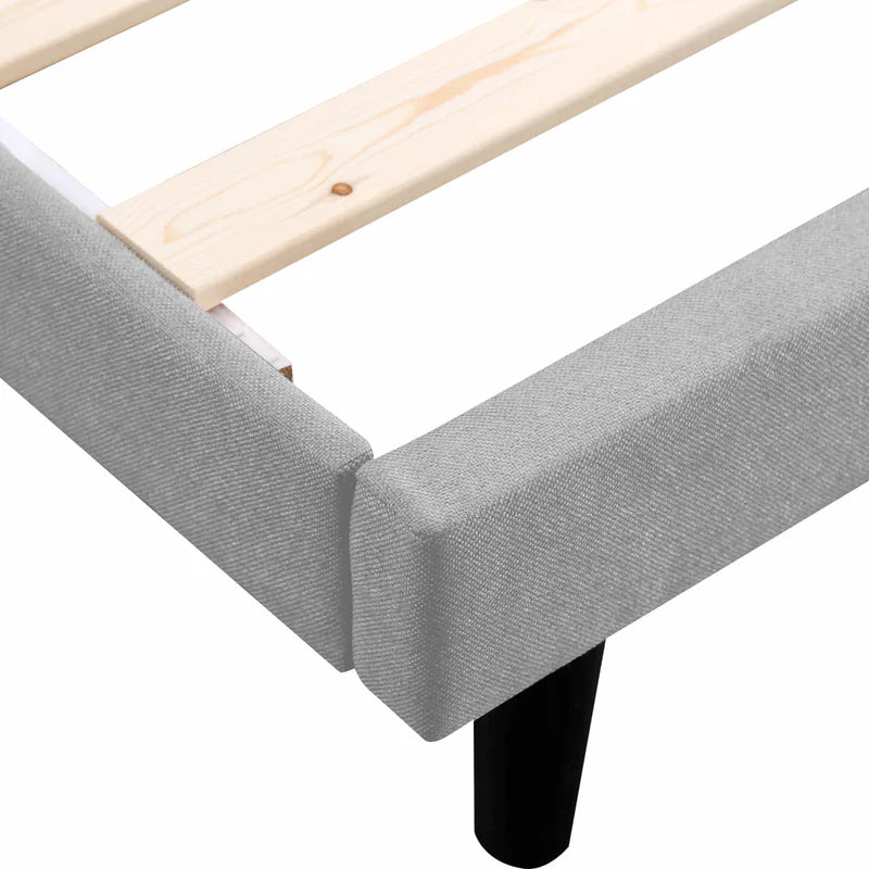 Camas Fáciles De Armar Color Gris Con Respaldar Cabecera Acolchado