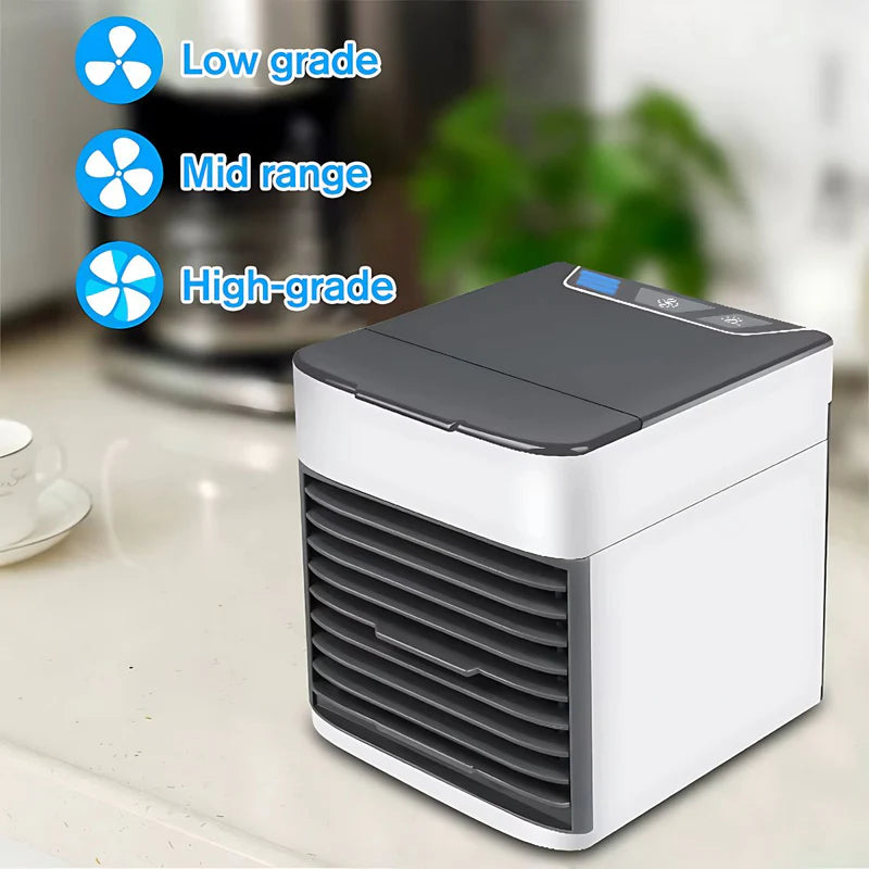 Abanico Acondicionador De Aire Con Agua Portátil. 3 Velocidades. Carga USB. 300Ml. AB145