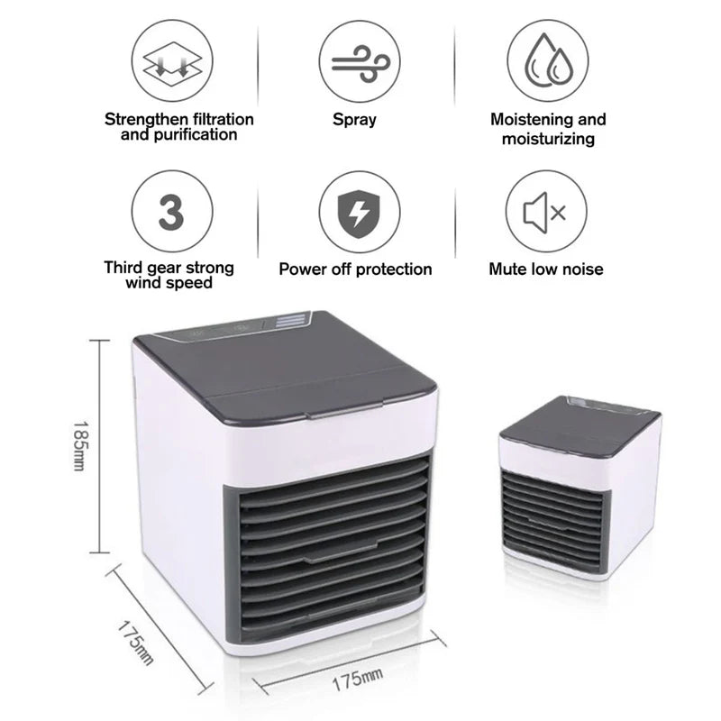 Abanico Acondicionador De Aire Con Agua Portátil. 3 Velocidades. Carga USB. 300Ml. AB145