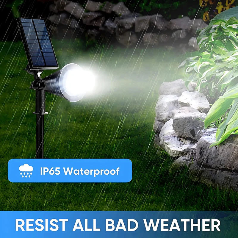 Foco Lampara Solar Para Césped O Pared 18LED. Lampara Negra Con Panel Sol Integrado. Reflector Solar Para Jardín. Ilumina Hasta 7 Metros. (Luz Blanca) AB177