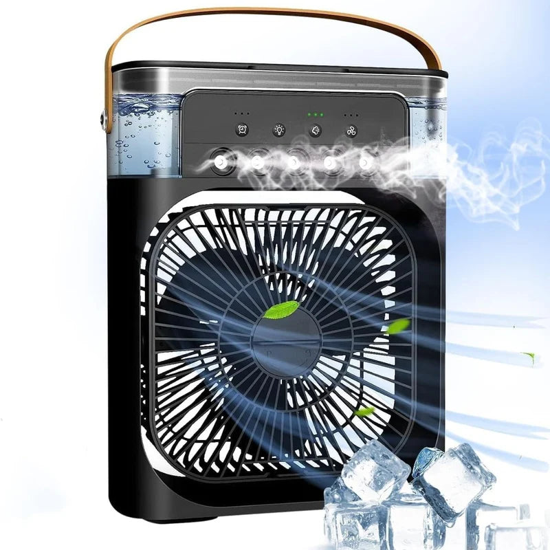 Ventilador De Escritorio Con Agua Y Hielo 600 Ml. Mini Abanico, Humidificador Y Difusor De Aroma 110V. Color Negro. AB678