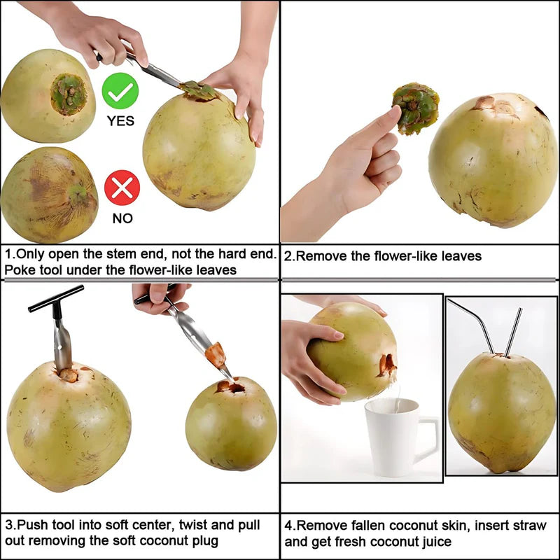 Abridor De Cocos De Acero Inoxidable. Herramienta Para Perforar Cocos Verdes Fácil Y Segura. (Unidad) Abre Pipa. AB855 Selecto