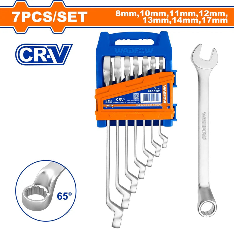 Llaves De Combinación Ratchet 8–17 Mm. Pulidas. Medidas: 8 Mm, 10 Mm, 11 Mm, 12 Mm, 13 Mm, 14 Mm Y 17 Mm. Set 7 Piezas. WSP2207