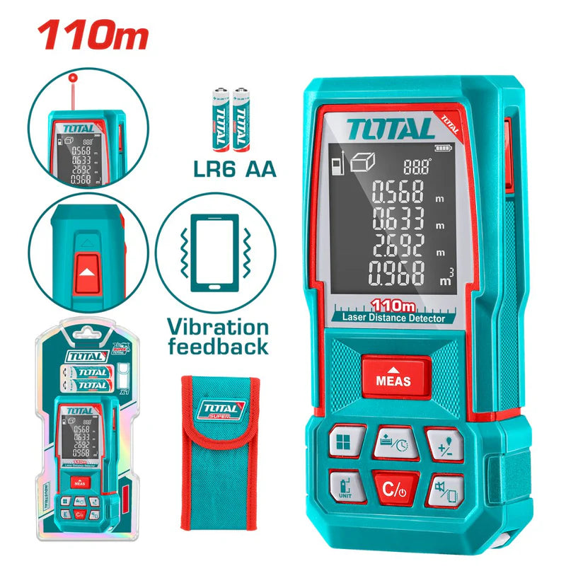 Medidor Laser Rango 110M. Precisión De Medición: ±2.0Mm Tipo De Láser: 635 Nm, <1 Mw, Clase 2 Temperatura De Funcionamiento: 0°C ~ +50°C. TMT510369