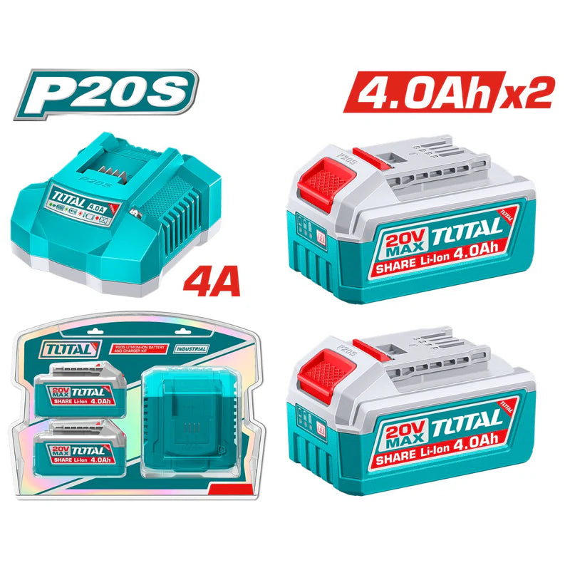 Batería 20V 4.0Ah Y Cargador Rápido 21V 4A. Se Venden 2 Baterias Y 1 Cargador. TOTAL UTFBCPK2013