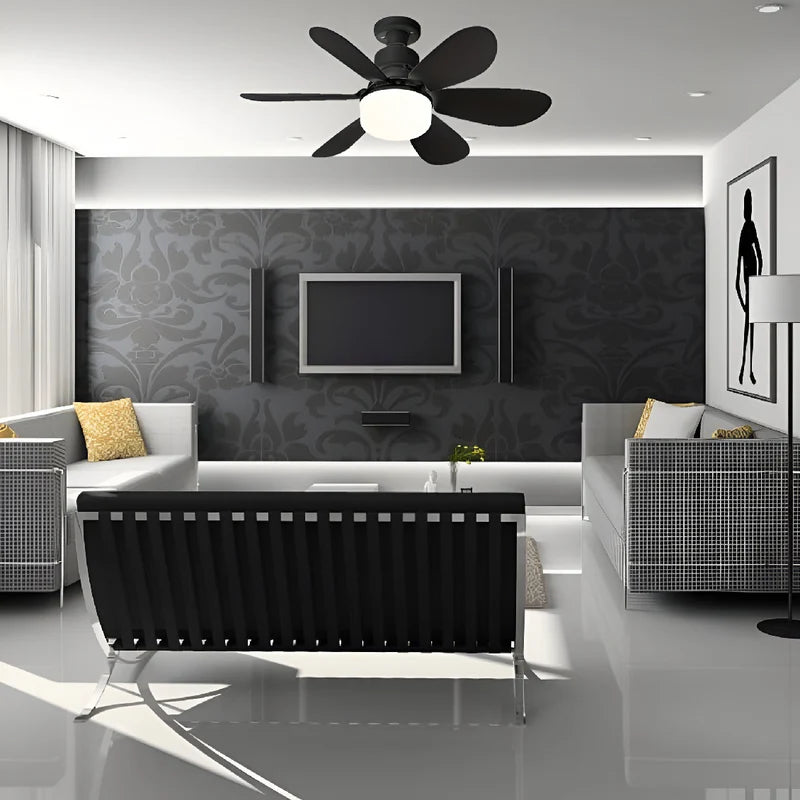 Abanico De Techo 20" Socket Negro E27 Con Luz Led Tono Ajustable 3000/4000/6500K, 1900 Lumens 6 Aspas 3 CCT 520X185mm ELT0388