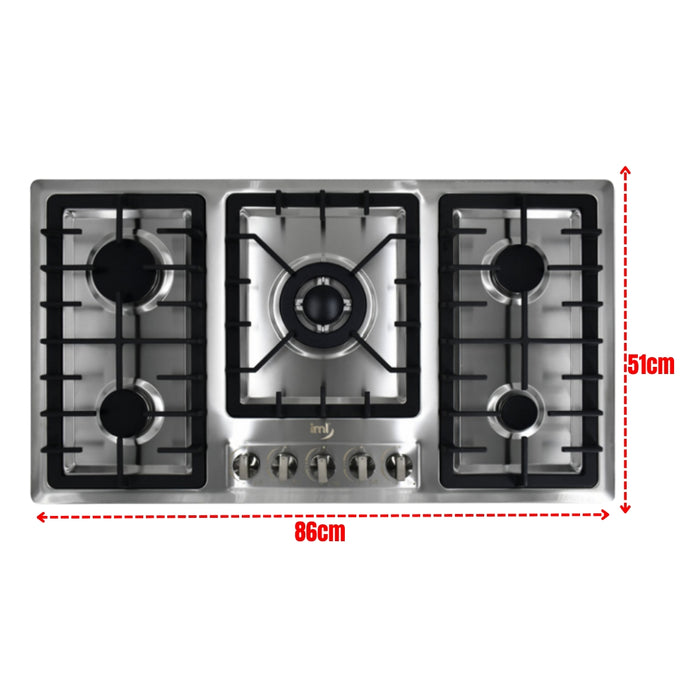 Estufa Empotrable de Acero Inoxidable de  5 Quemadores QE-5A IML