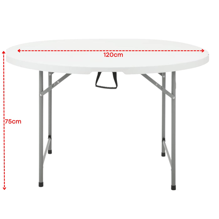 Mesa Plegable Redondo de Plástico con Metal 75x120cm