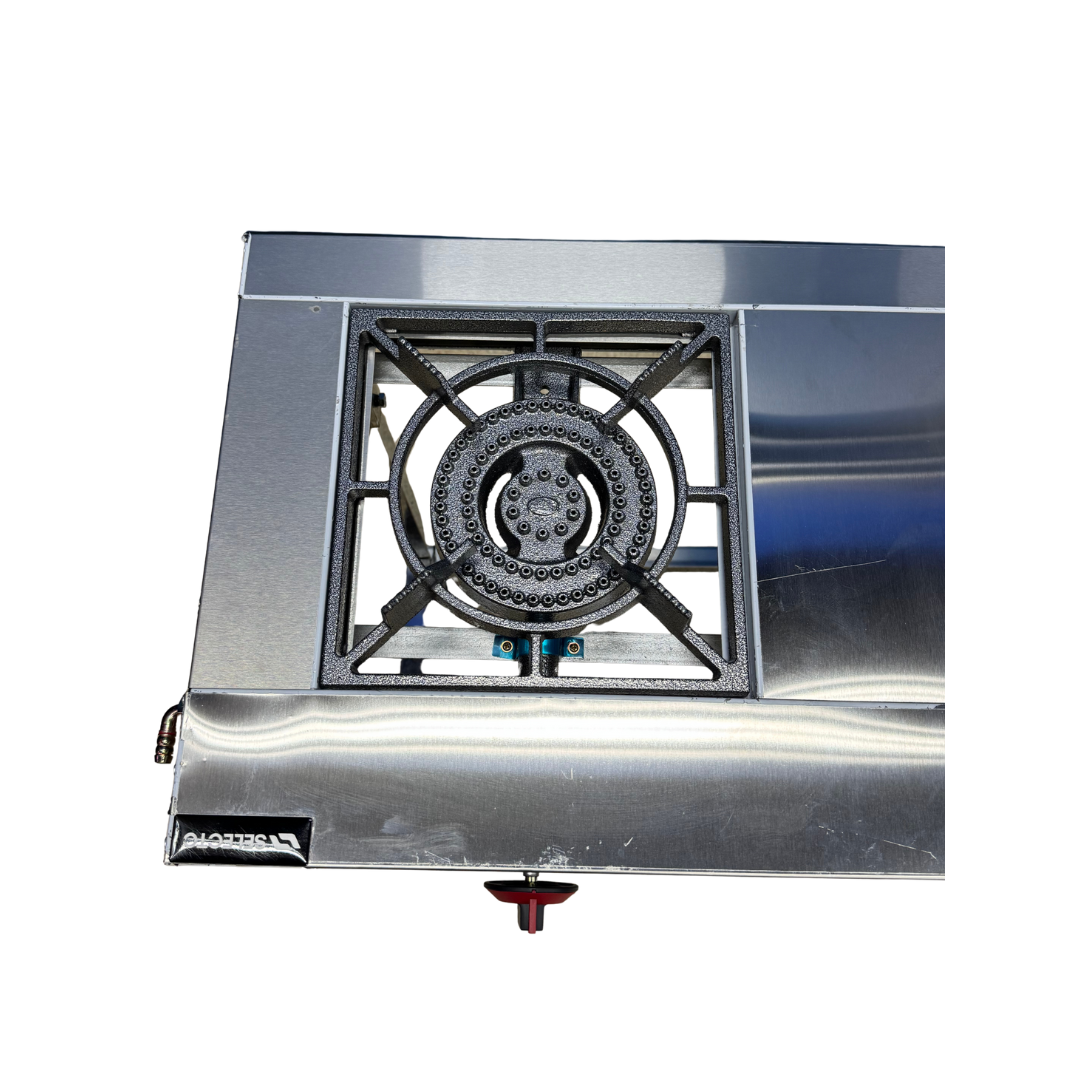Estufa de 2 Quemadores Lineal a Gas en Acero Inoxidable con Patas 83x80x40cm ACI-200 Industrial.