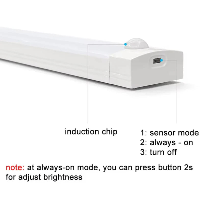 Lámpara LED Ultra Fina Con Sensor De Movimiento. 80 Leds, 3 Modos Y Carga Rápida. Luz Inteligente Inalámbrica 40Cm. (Luz Cálida, Blanca Y Natural) AB323