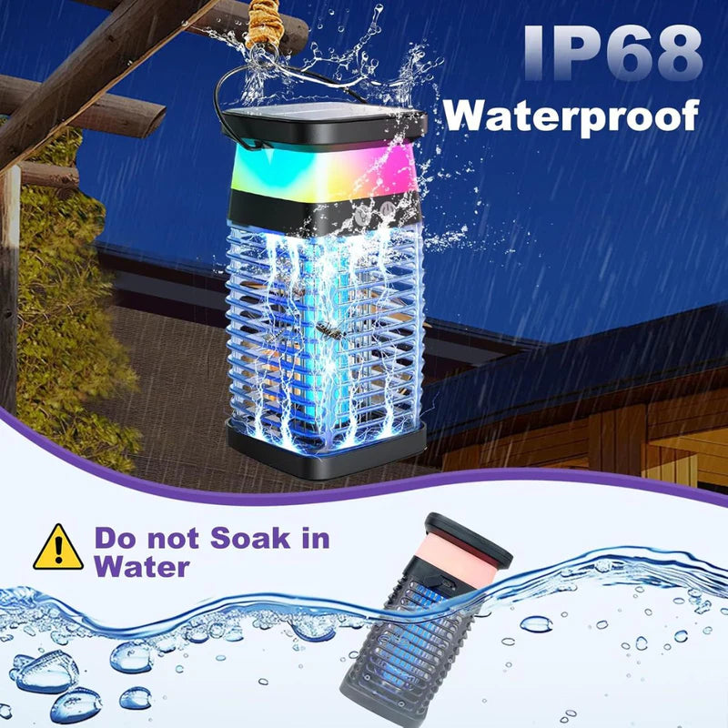 Lámpara Mata Insectos. Trampa Para Mosquitos Eléctrica Portátil Con Panel Solar 4200V. Luz UV Inalámbrica. AB353 Selecto